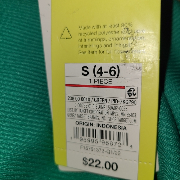 (S)- All in Motion Women's Longline Ribbed Bikini Top - Green - Picture 2 of 5